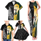 New Zealand and South Africa Rugby Custom Family Matching Tank Maxi Dress and Hawaiian Shirt Maori Silver Fern Springbok Together - Aussie Hoodie