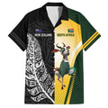 New Zealand and South Africa Rugby Custom Family Matching Tank Maxi Dress and Hawaiian Shirt Maori Silver Fern Springbok Together - Aussie Hoodie