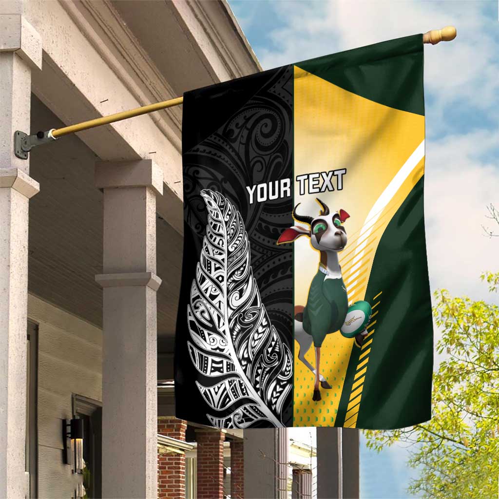 New Zealand and South Africa Rugby Custom Garden Flag Maori Silver Fern Springbok Together - Aussie Hoodie