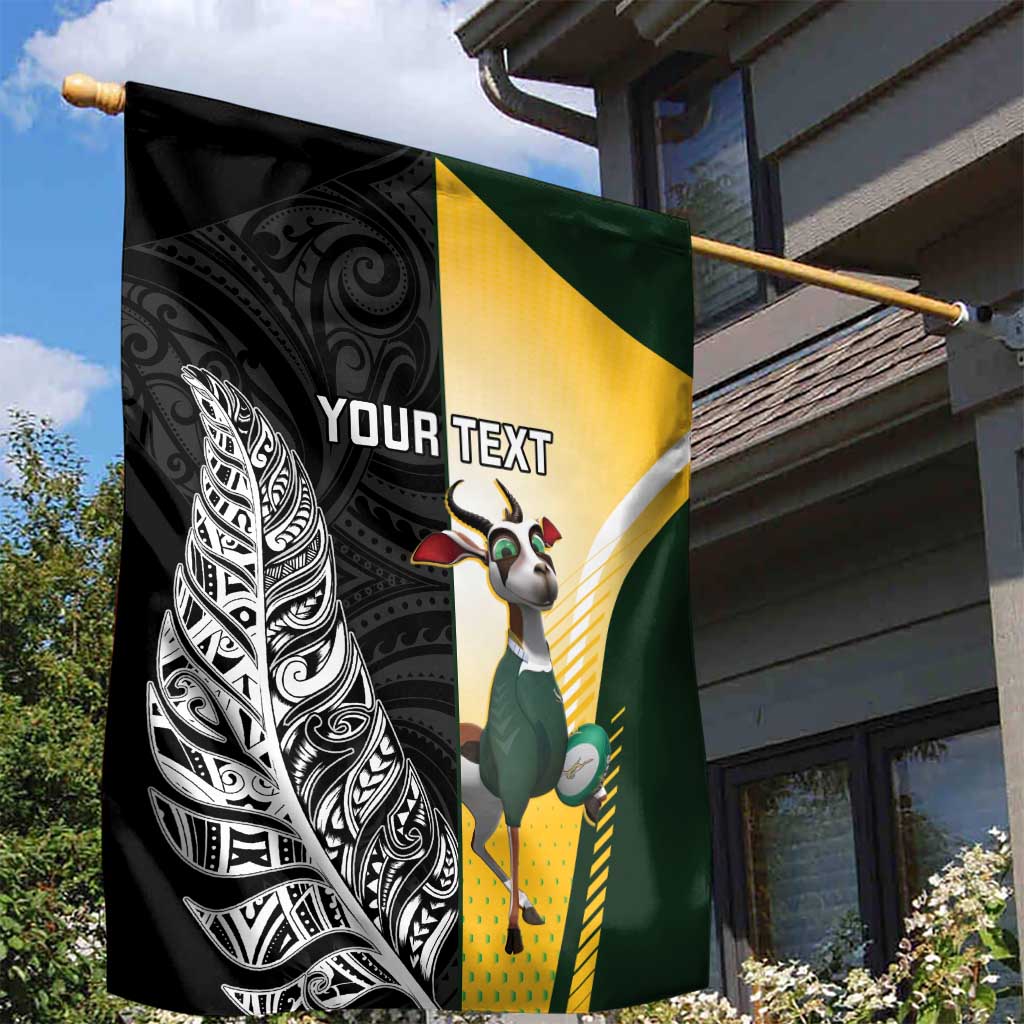 New Zealand and South Africa Rugby Custom Garden Flag Maori Silver Fern Springbok Together - Aussie Hoodie