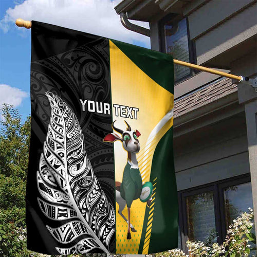 New Zealand and South Africa Rugby Custom Garden Flag Maori Silver Fern Springbok Together - Aussie Hoodie