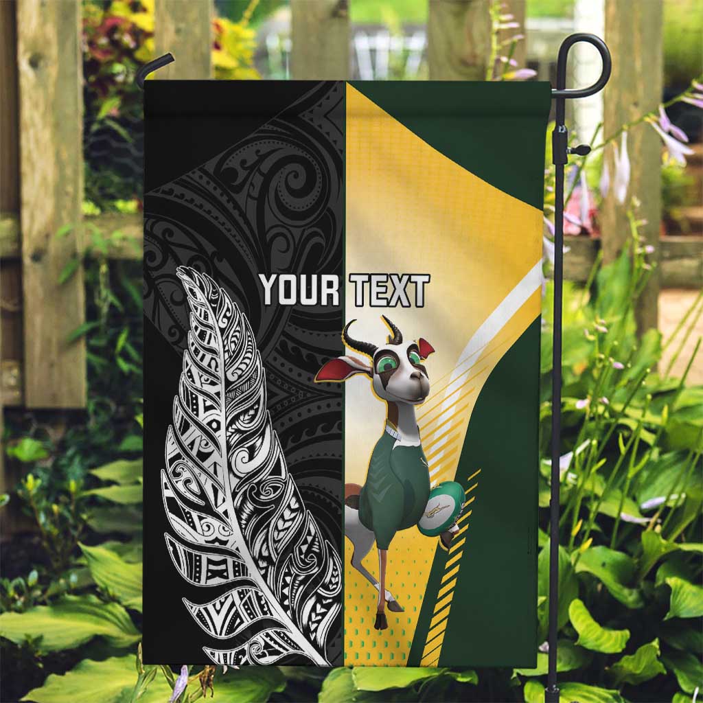 New Zealand and South Africa Rugby Custom Garden Flag Maori Silver Fern Springbok Together - Aussie Hoodie