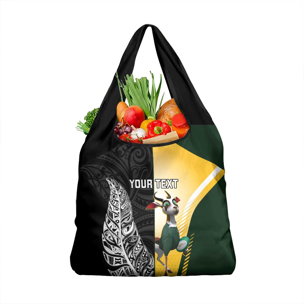 New Zealand and South Africa Rugby Custom Grocery Bag Maori Silver Fern Springbok Together - Aussie Hoodie