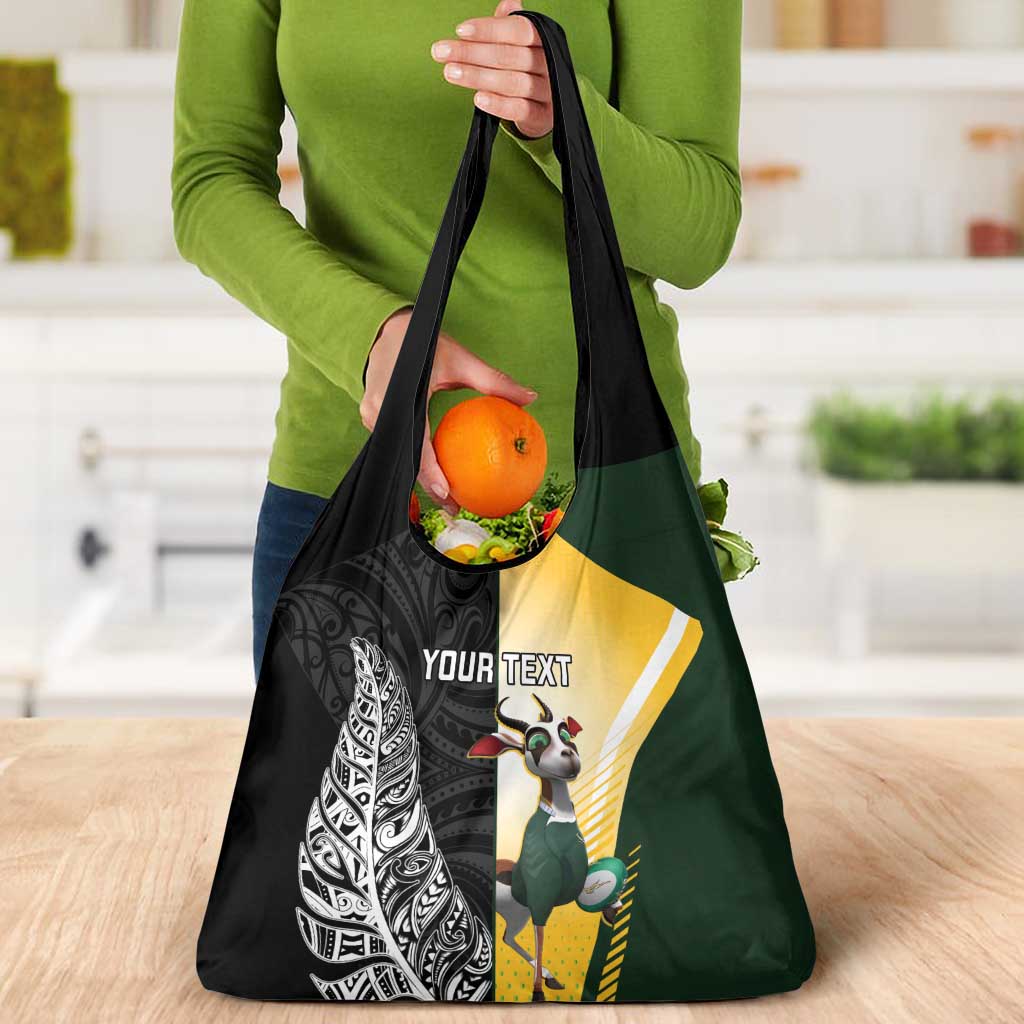 New Zealand and South Africa Rugby Custom Grocery Bag Maori Silver Fern Springbok Together - Aussie Hoodie