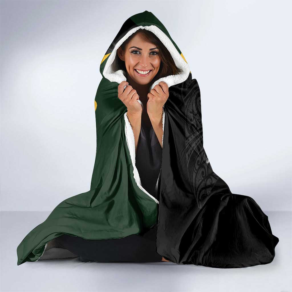 New Zealand and South Africa Rugby Custom Hooded Blanket Maori Silver Fern Springbok Together - Aussie Hoodie