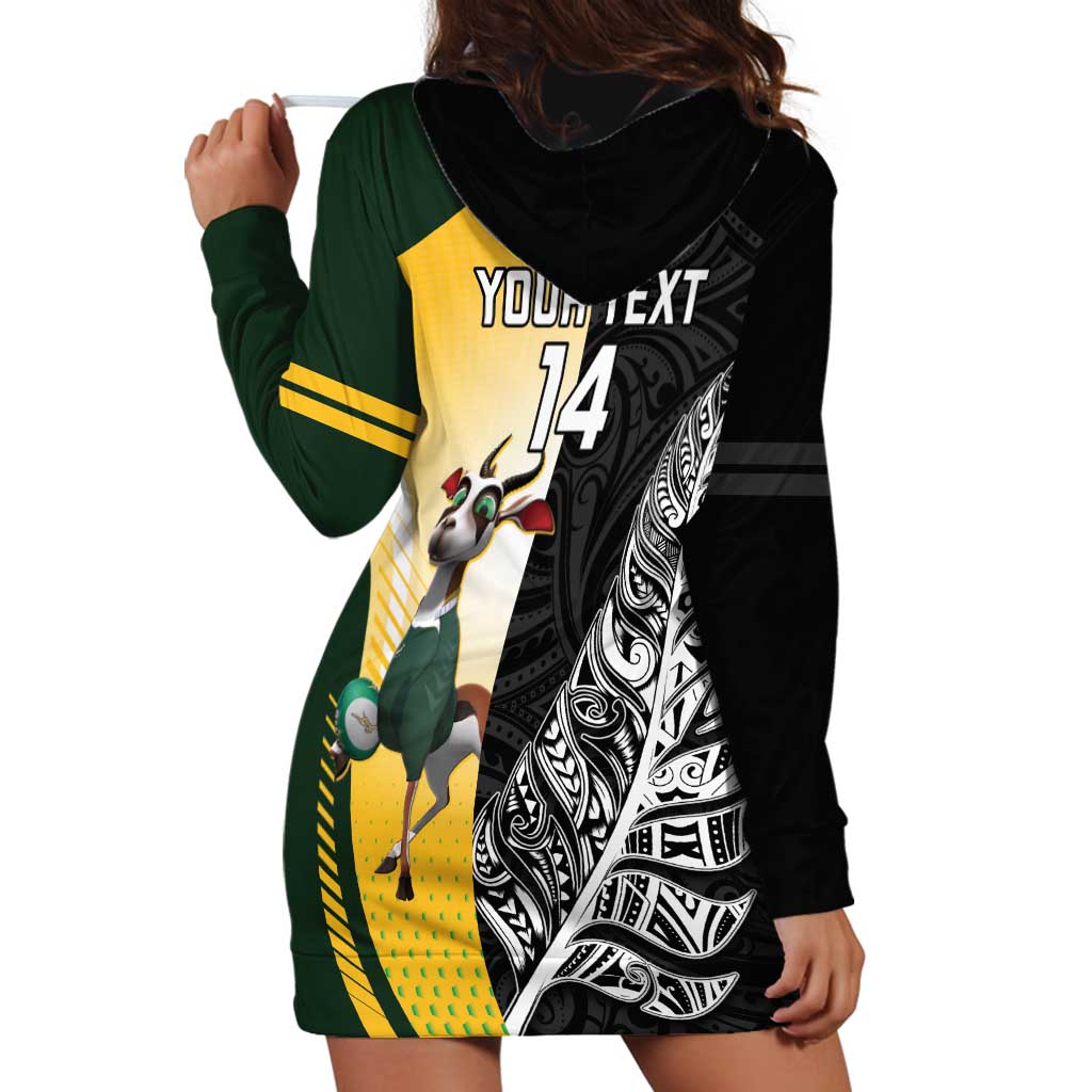 New Zealand and South Africa Rugby Custom Hoodie Dress Maori Silver Fern Springbok Together - Aussie Hoodie