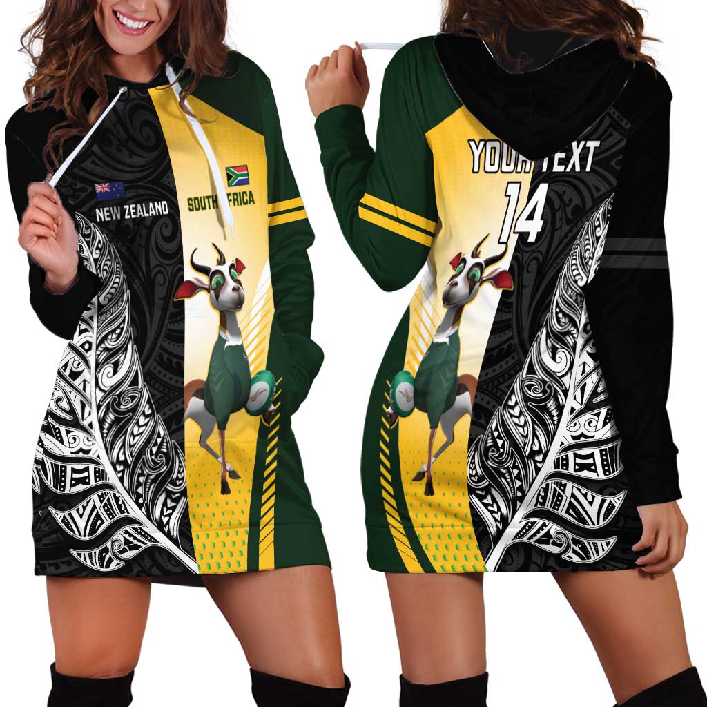 New Zealand and South Africa Rugby Custom Hoodie Dress Maori Silver Fern Springbok Together - Aussie Hoodie