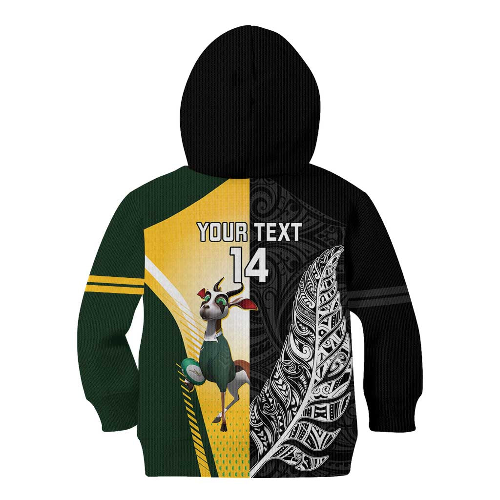 New Zealand and South Africa Rugby Custom Kid Hoodie Maori Silver Fern Springbok Together - Aussie Hoodie