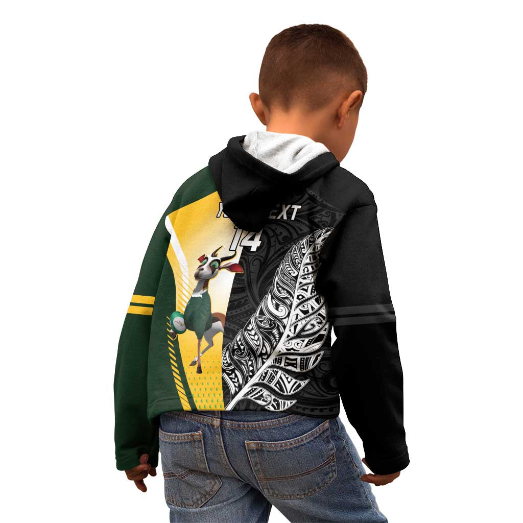 New Zealand and South Africa Rugby Custom Kid Hoodie Maori Silver Fern Springbok Together - Aussie Hoodie