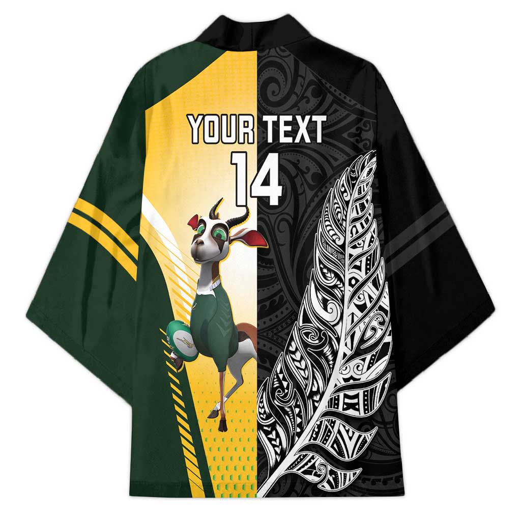 New Zealand and South Africa Rugby Custom Kimono Maori Silver Fern Springbok Together - Aussie Hoodie