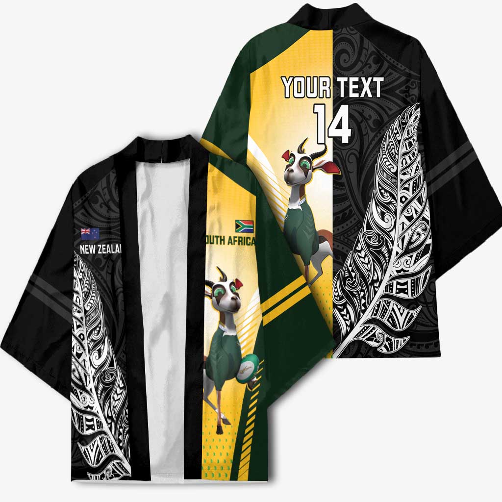 New Zealand and South Africa Rugby Custom Kimono Maori Silver Fern Springbok Together - Aussie Hoodie
