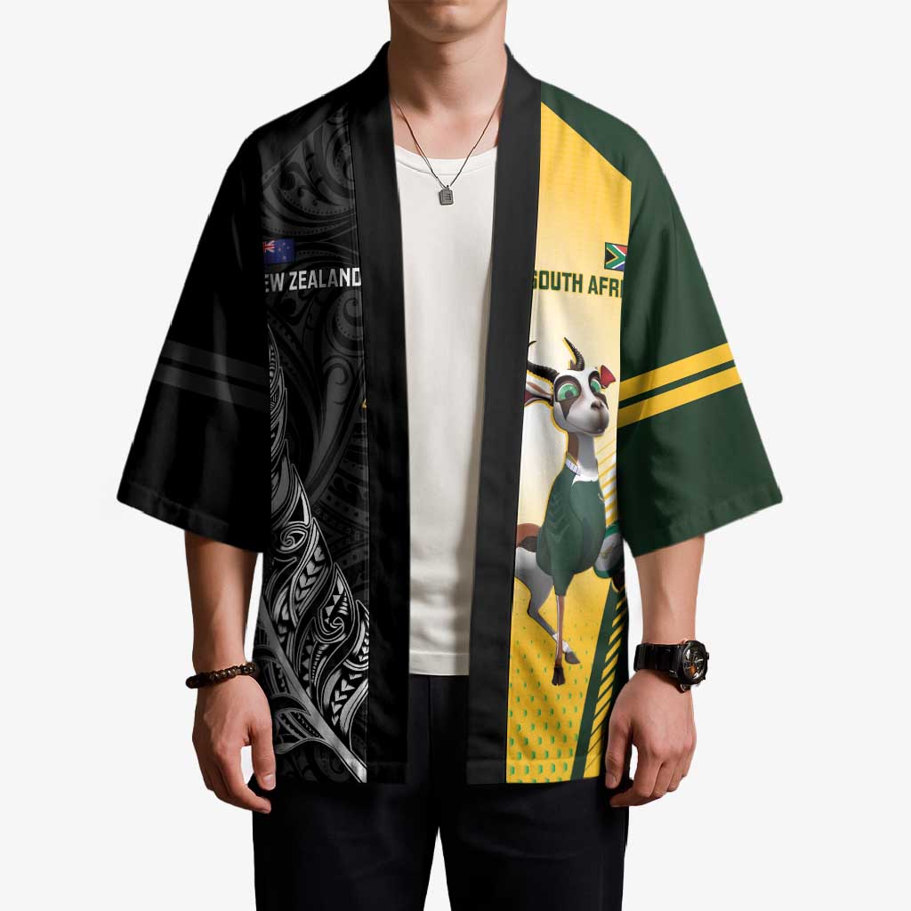 New Zealand and South Africa Rugby Custom Kimono Maori Silver Fern Springbok Together - Aussie Hoodie