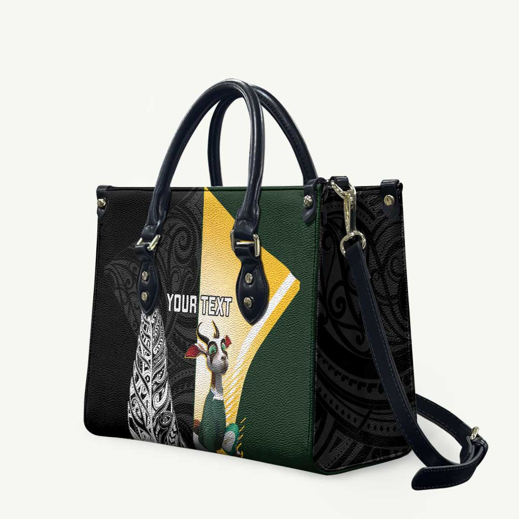 New Zealand and South Africa Rugby Custom Leather Bag Maori Silver Fern Springbok Together - Aussie Hoodie