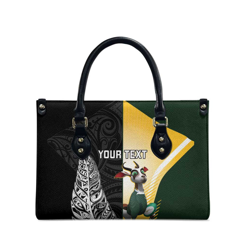 New Zealand and South Africa Rugby Custom Leather Bag Maori Silver Fern Springbok Together - Aussie Hoodie