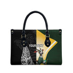 New Zealand and South Africa Rugby Custom Leather Bag Maori Silver Fern Springbok Together - Aussie Hoodie