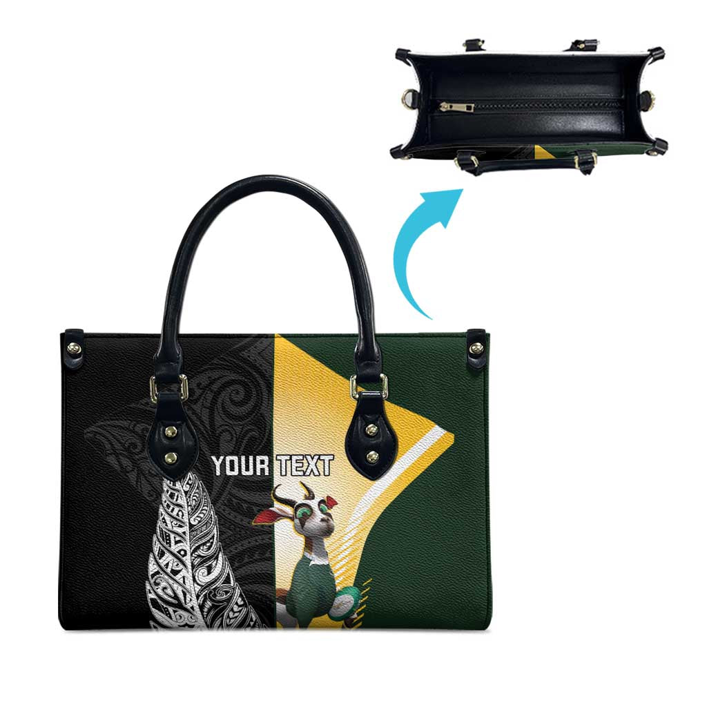 New Zealand and South Africa Rugby Custom Leather Bag Maori Silver Fern Springbok Together - Aussie Hoodie