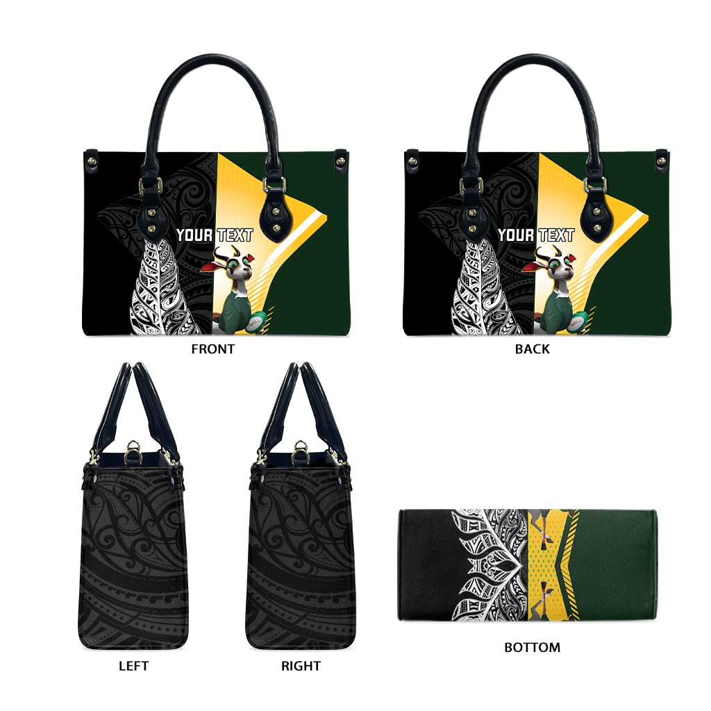 New Zealand and South Africa Rugby Custom Leather Bag Maori Silver Fern Springbok Together - Aussie Hoodie