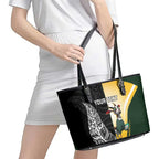 New Zealand and South Africa Rugby Custom Leather Tote Bag Maori Silver Fern Springbok Together - Aussie Hoodie
