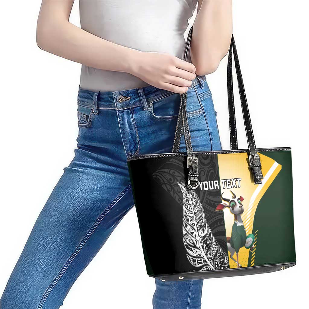 New Zealand and South Africa Rugby Custom Leather Tote Bag Maori Silver Fern Springbok Together - Aussie Hoodie