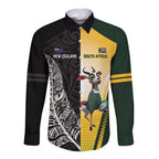 New Zealand and South Africa Rugby Custom Long Sleeve Button Shirt Maori Silver Fern Springbok Together - Aussie Hoodie