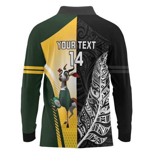 New Zealand and South Africa Rugby Custom Long Sleeve Polo Shirt Maori Silver Fern Springbok Together - Aussie Hoodie