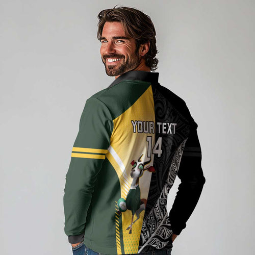New Zealand and South Africa Rugby Custom Long Sleeve Polo Shirt Maori Silver Fern Springbok Together - Aussie Hoodie
