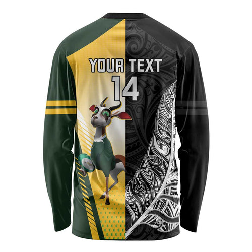 New Zealand and South Africa Rugby Custom Long Sleeve Shirt Maori Silver Fern Springbok Together - Aussie Hoodie