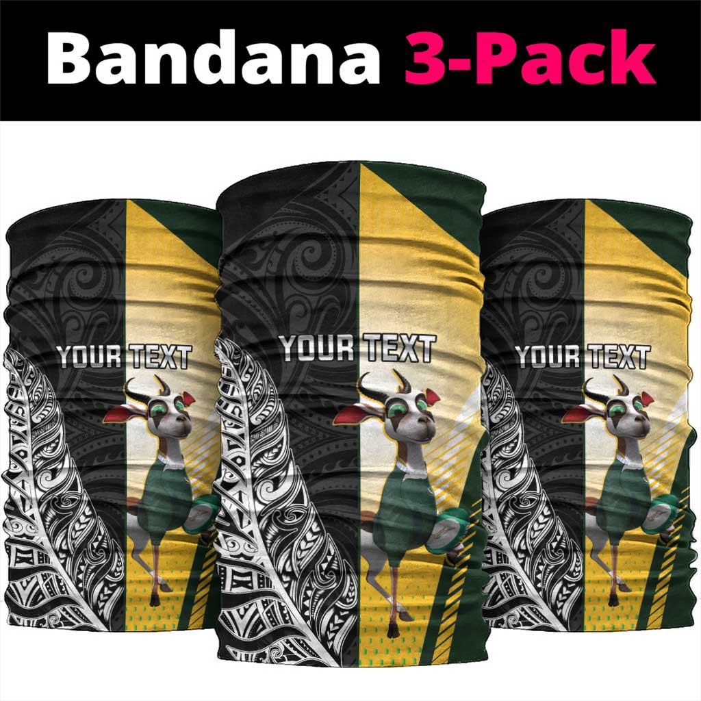 New Zealand and South Africa Rugby Custom Neck Gaiter Maori Silver Fern Springbok Together - Aussie Hoodie