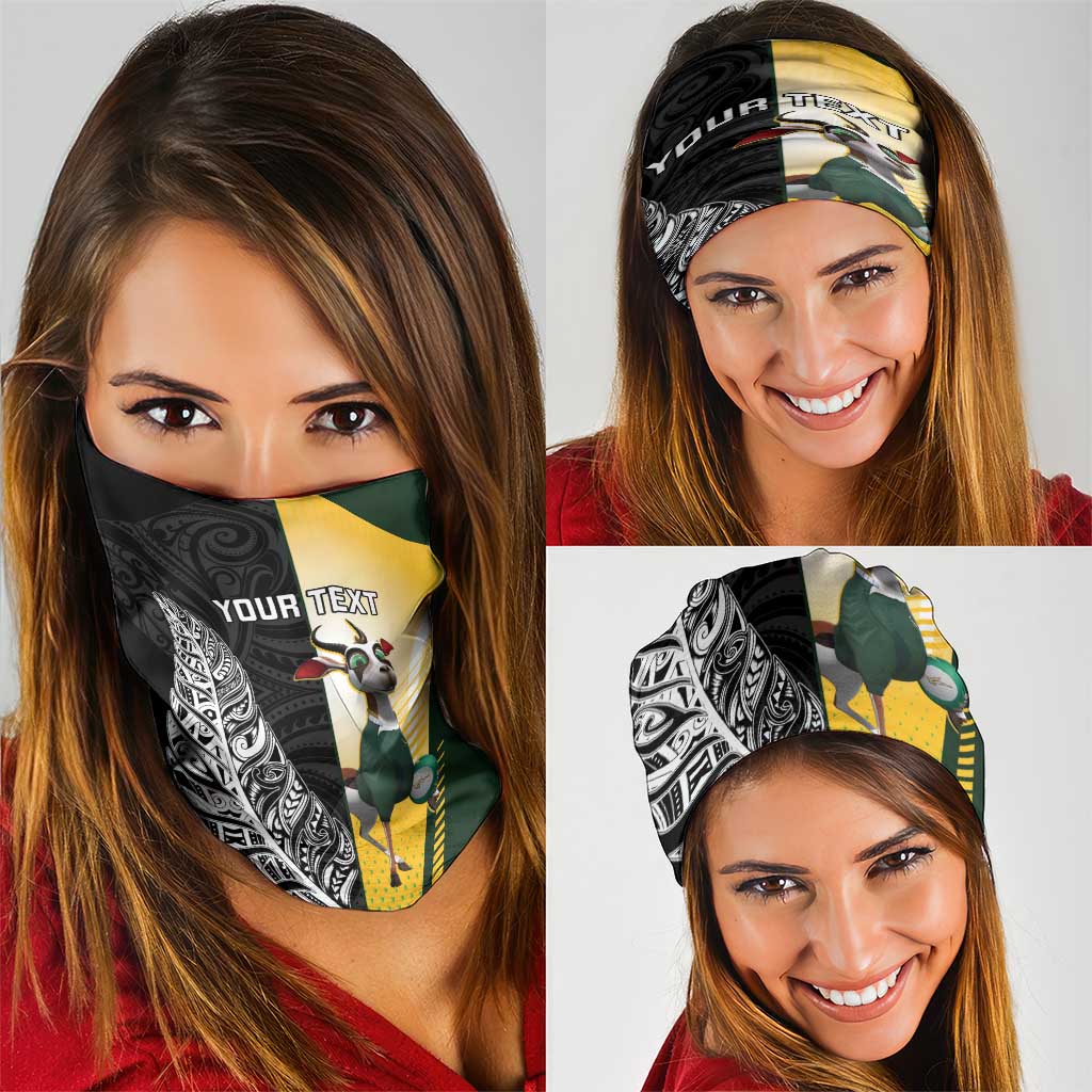 New Zealand and South Africa Rugby Custom Neck Gaiter Maori Silver Fern Springbok Together - Aussie Hoodie