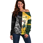 New Zealand and South Africa Rugby Custom Off Shoulder Sweater Maori Silver Fern Springbok Together - Aussie Hoodie