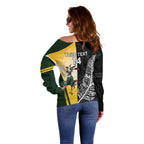 New Zealand and South Africa Rugby Custom Off Shoulder Sweater Maori Silver Fern Springbok Together - Aussie Hoodie