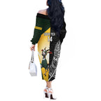 New Zealand and South Africa Rugby Custom Off The Shoulder Long Sleeve Dress Maori Silver Fern Springbok Together - Aussie Hoodie
