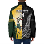 New Zealand and South Africa Rugby Custom Padded Jacket Maori Silver Fern Springbok Together - Aussie Hoodie
