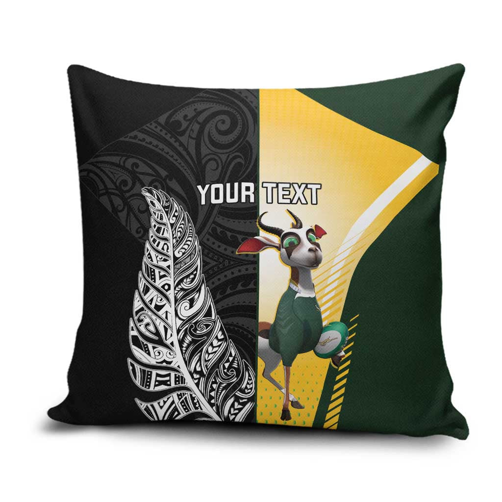 New Zealand and South Africa Rugby Custom Pillow Cover Maori Silver Fern Springbok Together - Aussie Hoodie