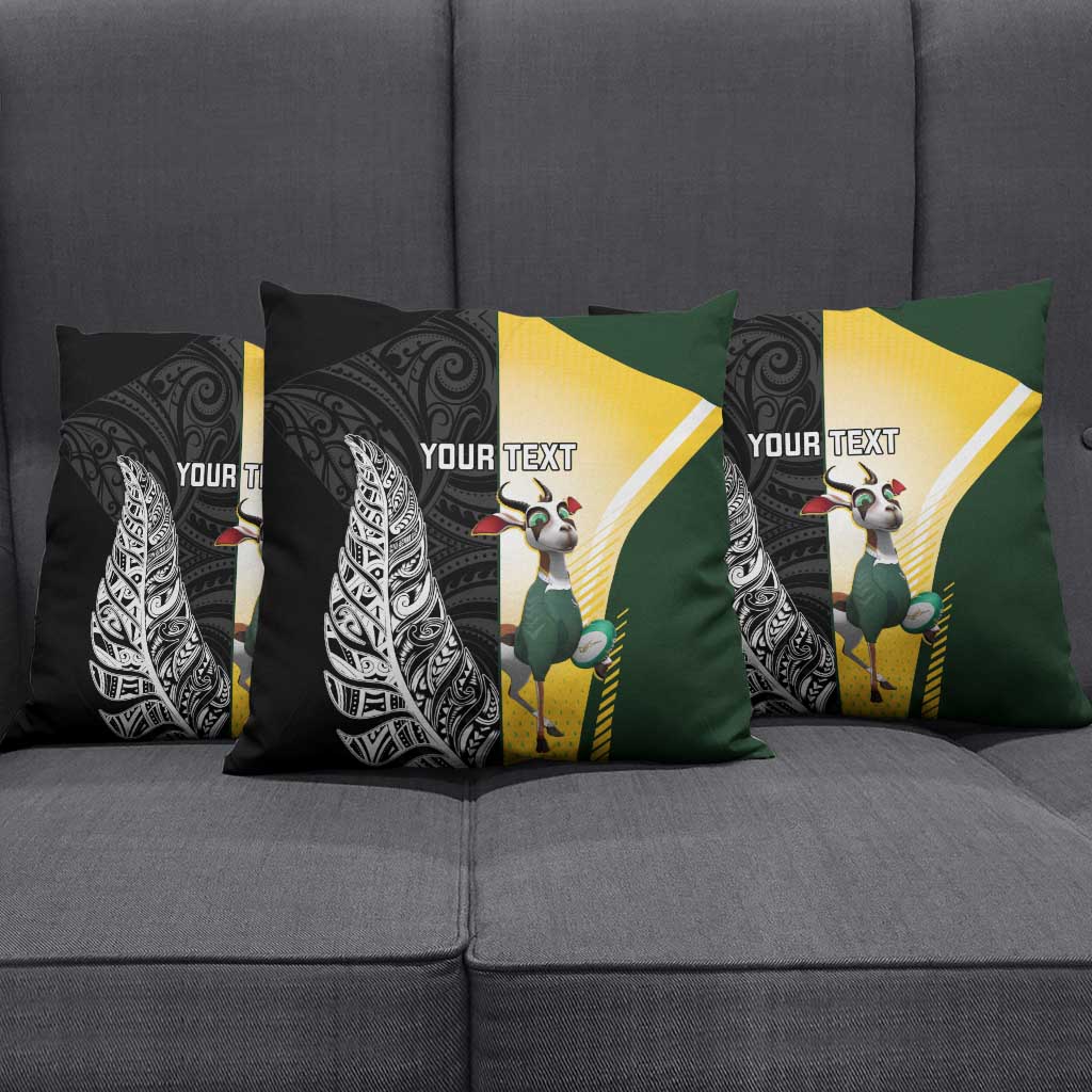 New Zealand and South Africa Rugby Custom Pillow Cover Maori Silver Fern Springbok Together - Aussie Hoodie