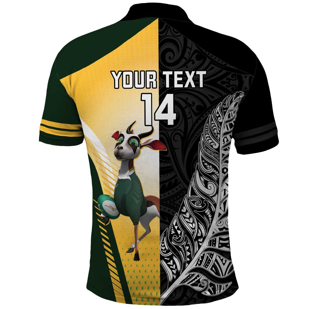 New Zealand and South Africa Rugby Custom Polo Shirt Maori Silver Fern Springbok Together - Aussie Hoodie