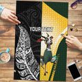 New Zealand and South Africa Rugby Custom Puzzle Maori Silver Fern Springbok Together - Aussie Hoodie