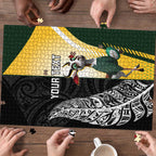 New Zealand and South Africa Rugby Custom Puzzle Maori Silver Fern Springbok Together - Aussie Hoodie