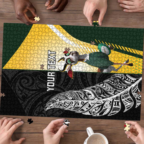 New Zealand and South Africa Rugby Custom Puzzle Maori Silver Fern Springbok Together - Aussie Hoodie