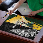 New Zealand and South Africa Rugby Custom Puzzle Maori Silver Fern Springbok Together - Aussie Hoodie