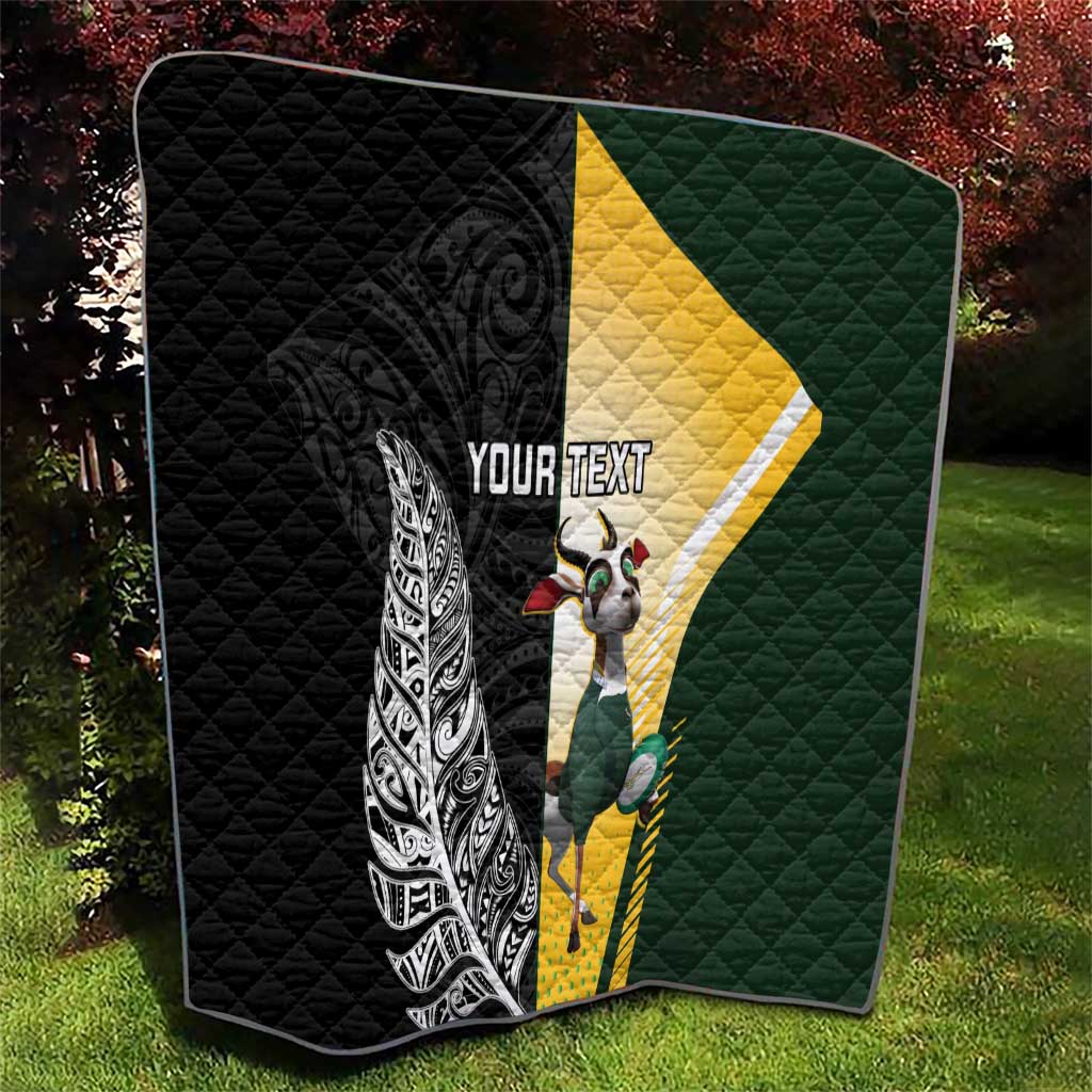 New Zealand and South Africa Rugby Custom Quilt Maori Silver Fern Springbok Together - Aussie Hoodie