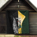 New Zealand and South Africa Rugby Custom Quilt Maori Silver Fern Springbok Together - Aussie Hoodie