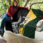 New Zealand and South Africa Rugby Custom Quilt Maori Silver Fern Springbok Together - Aussie Hoodie