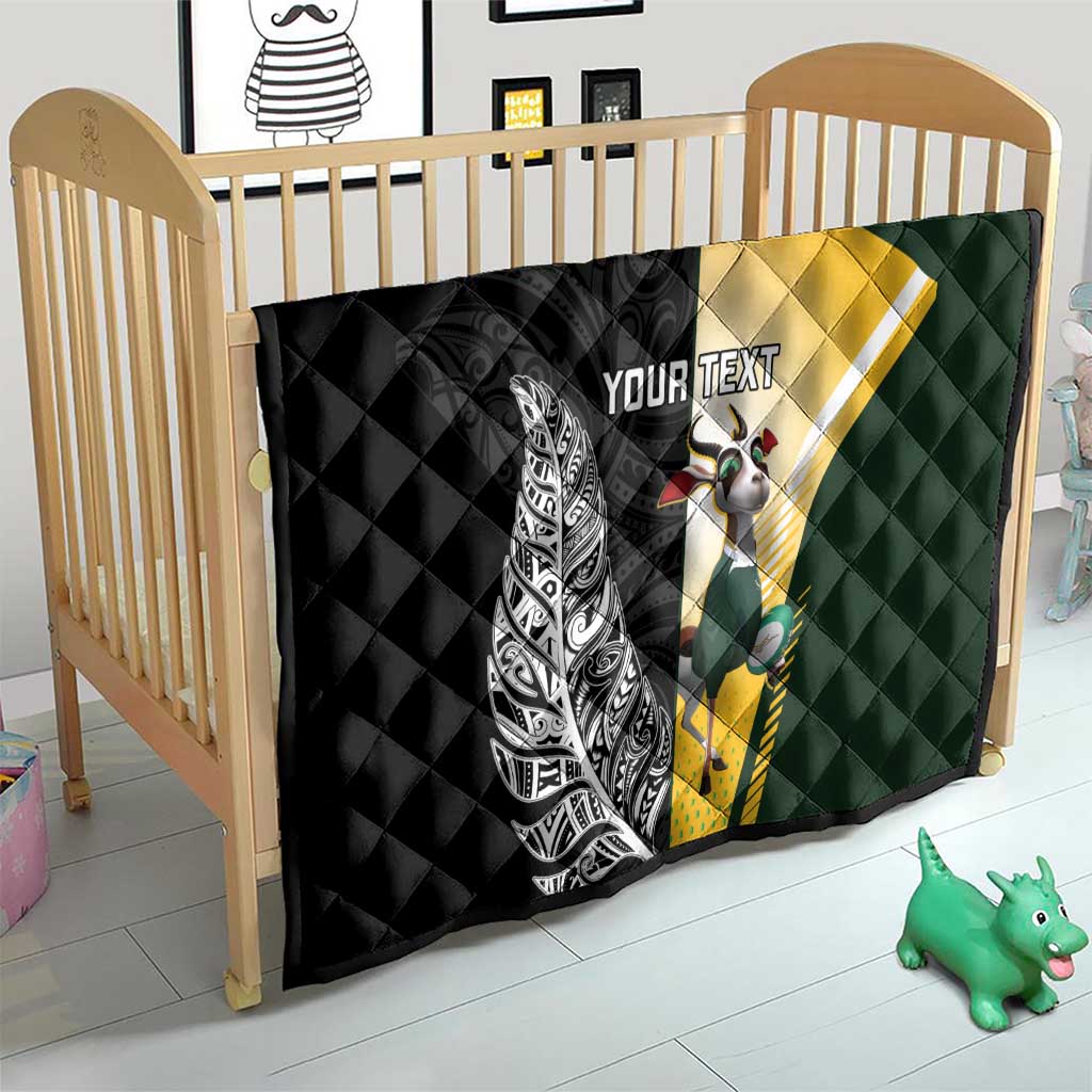 New Zealand and South Africa Rugby Custom Quilt Maori Silver Fern Springbok Together - Aussie Hoodie