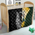 New Zealand and South Africa Rugby Custom Quilt Maori Silver Fern Springbok Together - Aussie Hoodie