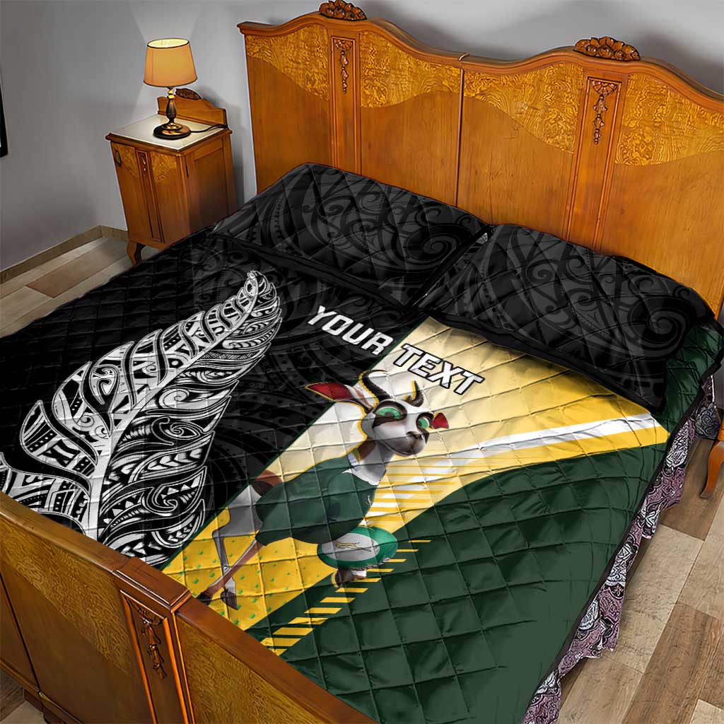 New Zealand and South Africa Rugby Custom Quilt Bed Set Maori Silver Fern Springbok Together - Aussie Hoodie