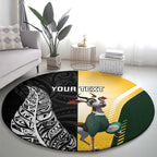 New Zealand and South Africa Rugby Custom Round Carpet Maori Silver Fern Springbok Together - Aussie Hoodie