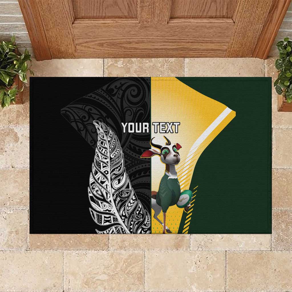 New Zealand and South Africa Rugby Custom Rubber Doormat Maori Silver Fern Springbok Together - Aussie Hoodie