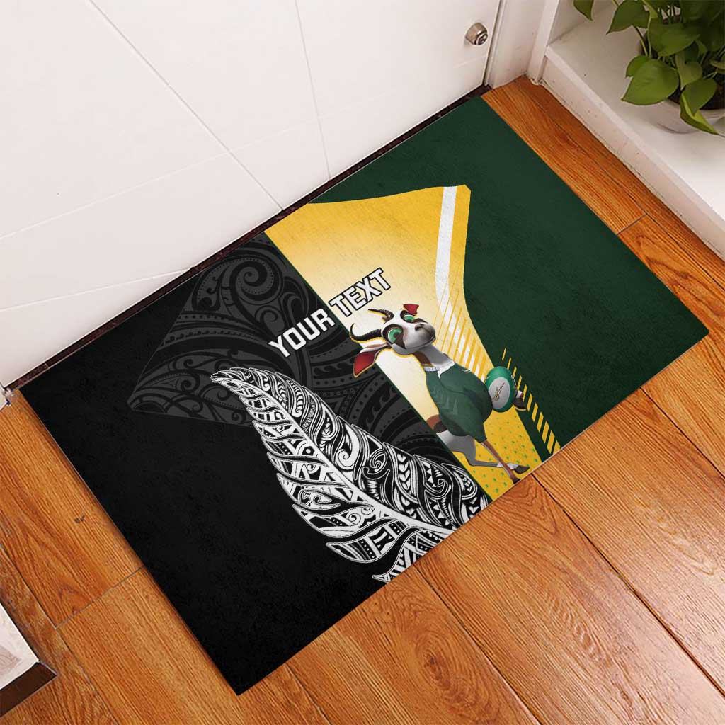 New Zealand and South Africa Rugby Custom Rubber Doormat Maori Silver Fern Springbok Together - Aussie Hoodie