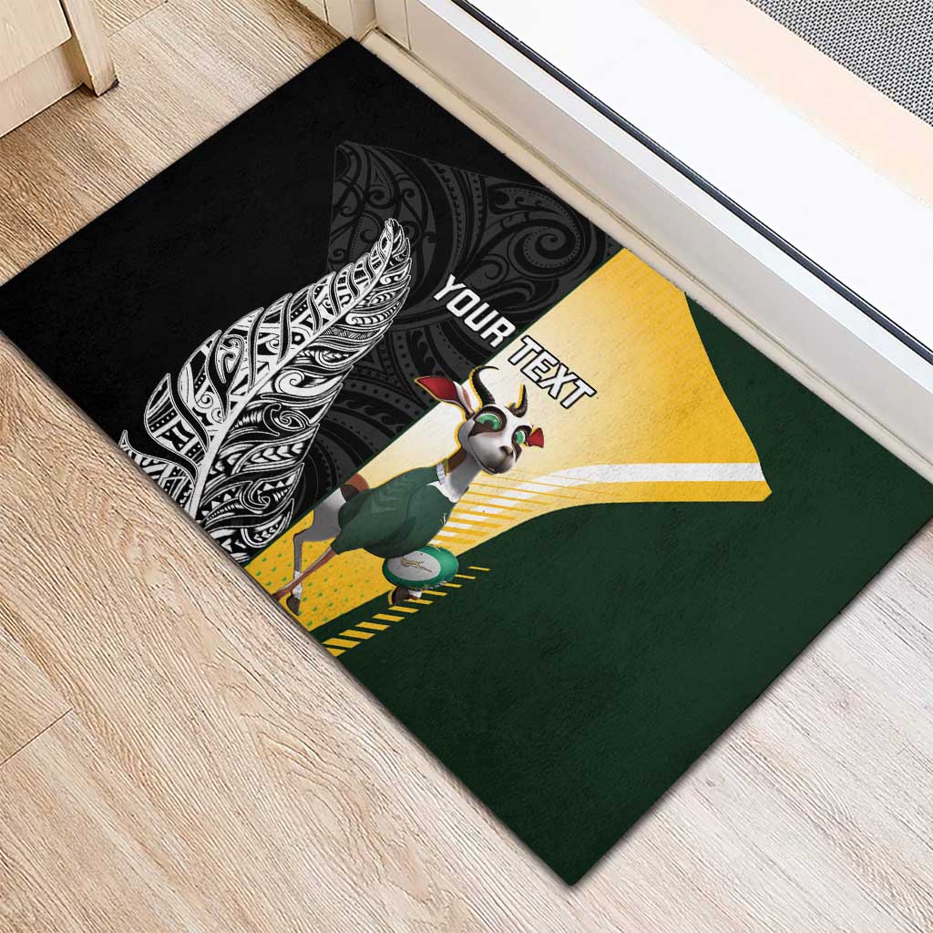 New Zealand and South Africa Rugby Custom Rubber Doormat Maori Silver Fern Springbok Together - Aussie Hoodie